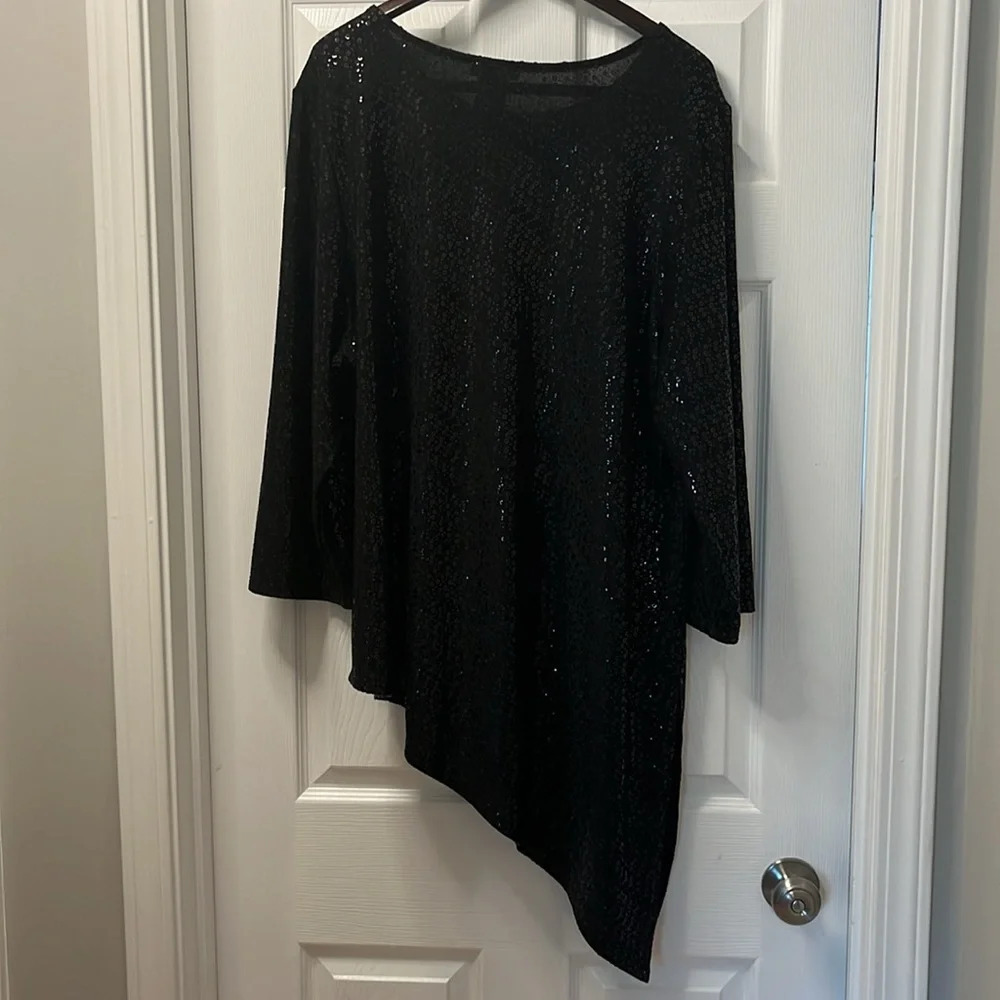 Slinky brand asymmetrical All sequin tunic top size 3X - Picture 8 of 9